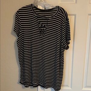 Classic Black and White Striped Short Sleeve Tee